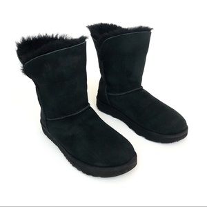 UGG Black Sheepskin Suede Classic Cuff Short Boot